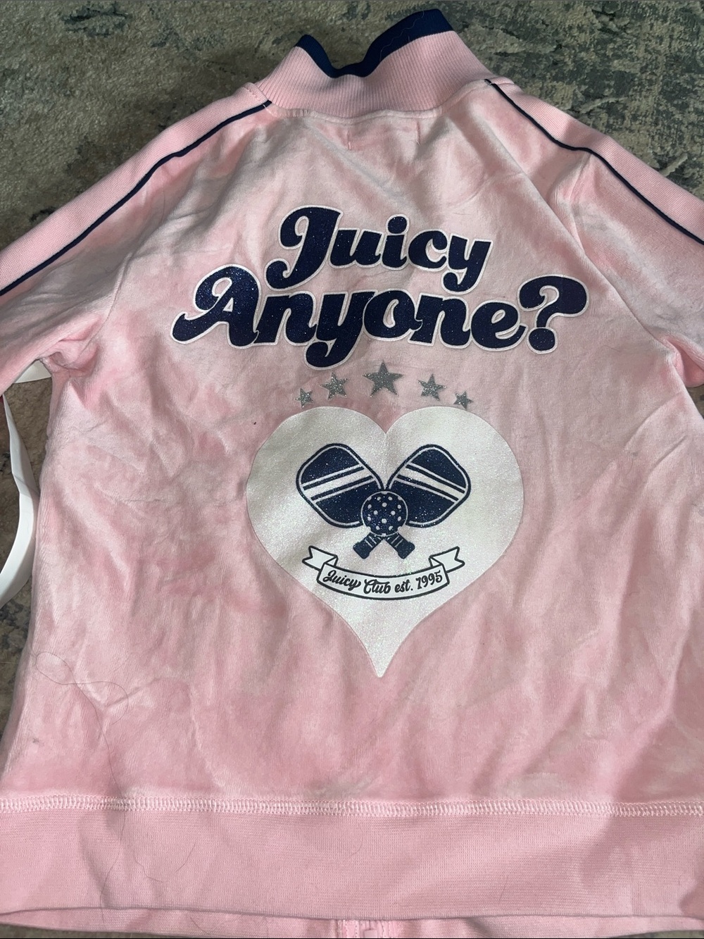 Juicy Couture Pink Zip-Up Track Jacket with Navy Collar - Picture 5 of 5